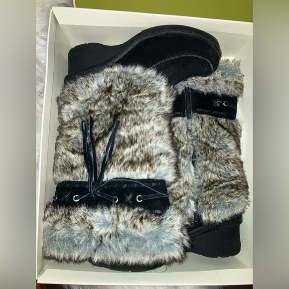 Suede Faux fur NATURALIZER womens wedge mid calf boots - Picture 12 of 15